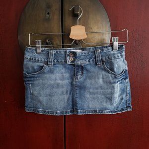 Garage Medium Wash Denim Super Mini Skirt - Size 5